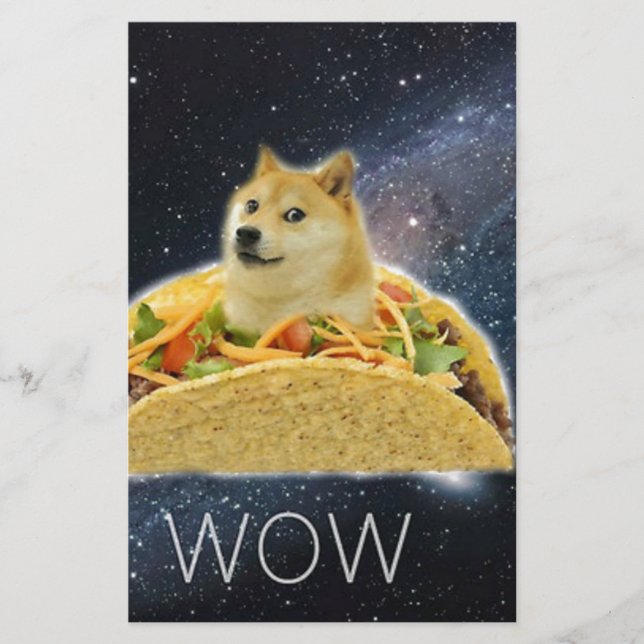 Papelería doge space taco meme (Anverso)