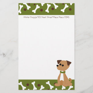 Papelería Doggie de cachorro en verde