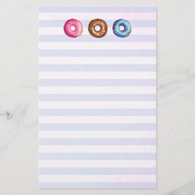 Papelería Donuts En Chocolate Rosa Y Azul (Anverso)