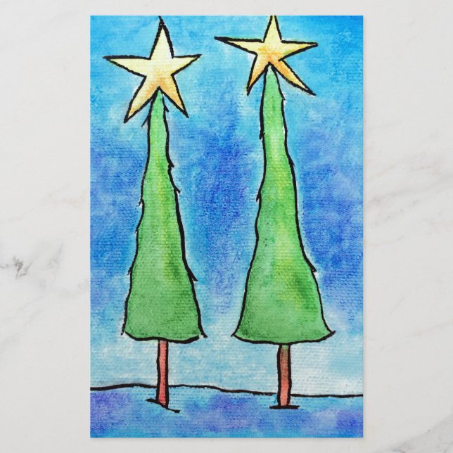 Papelería Dos árboles de Navidad altos (Anverso)