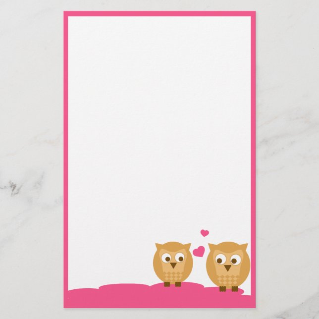 Papelería Dos búhos enamorados (Anverso)