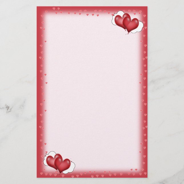 Papelería Dos Corazones Globales Con Nube (Anverso)