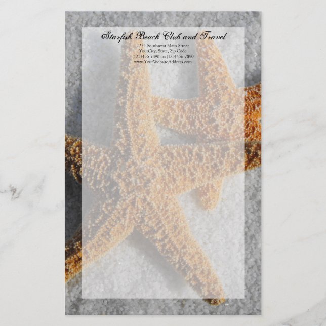 Papelería Dos estrellas de mar en la arena, la boda de playa (Anverso)