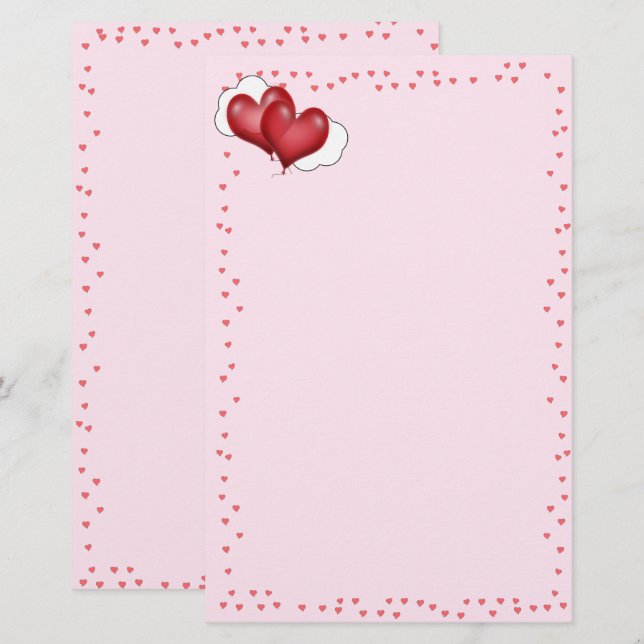 Papelería Dos globos de amor de San Valentín (Anverso / Reverso)
