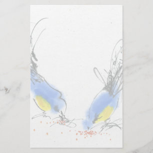Papelería Dos pequeños titmouses que picotean el grano.