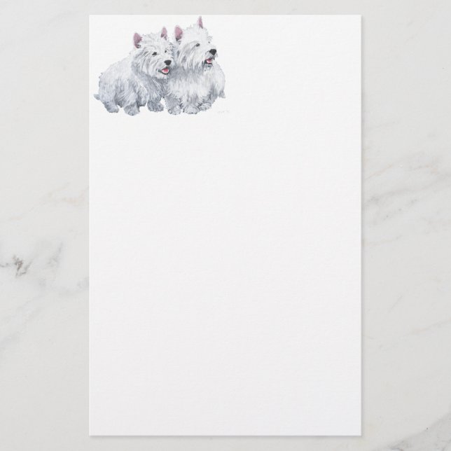 Papelería Dos West Highland White Terriers (Anverso)