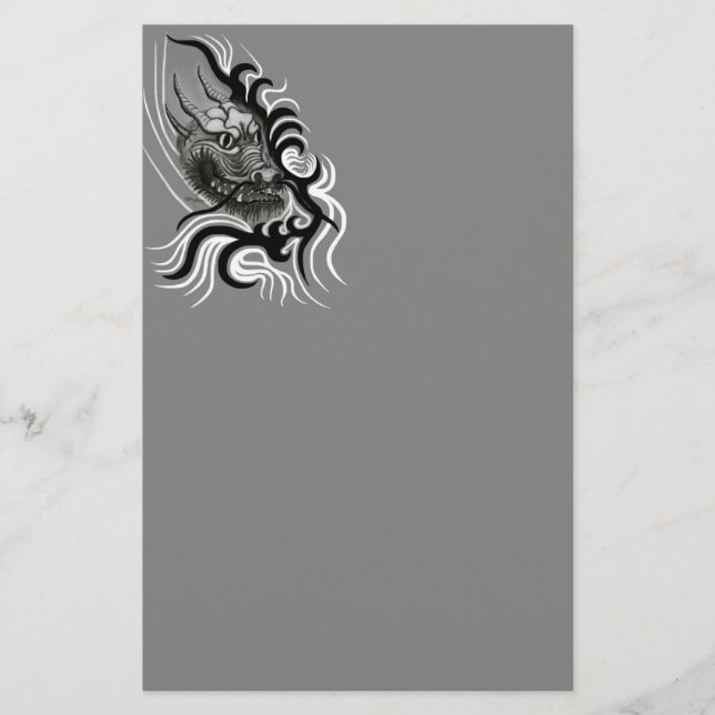 Papelería Dragón chino en tatuaje (Anverso)