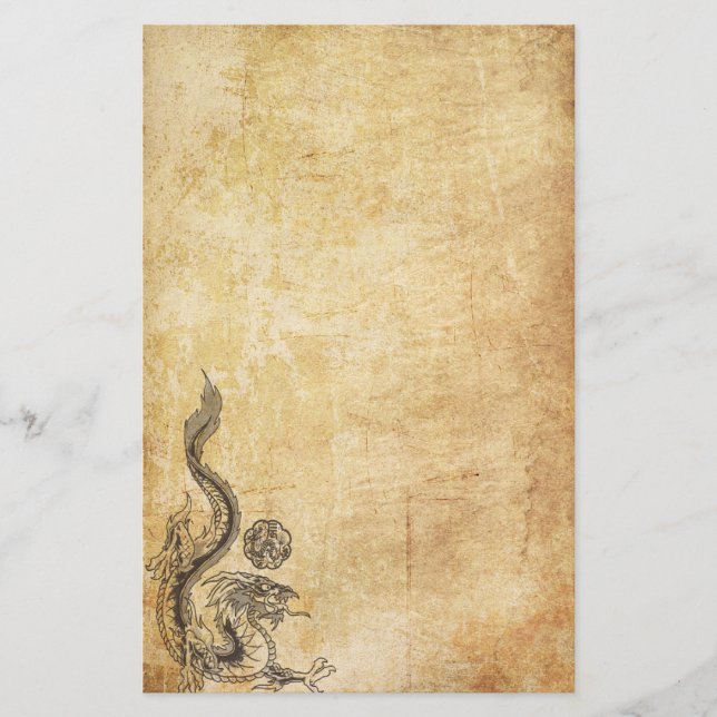 Papelería Dragón oriental entintado (Anverso)