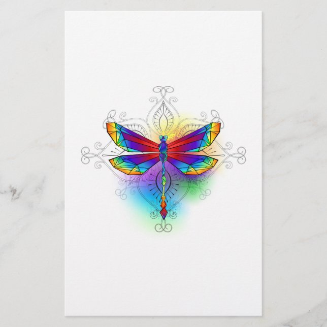 Papelería Dragón poligonal arcoiris (Anverso)