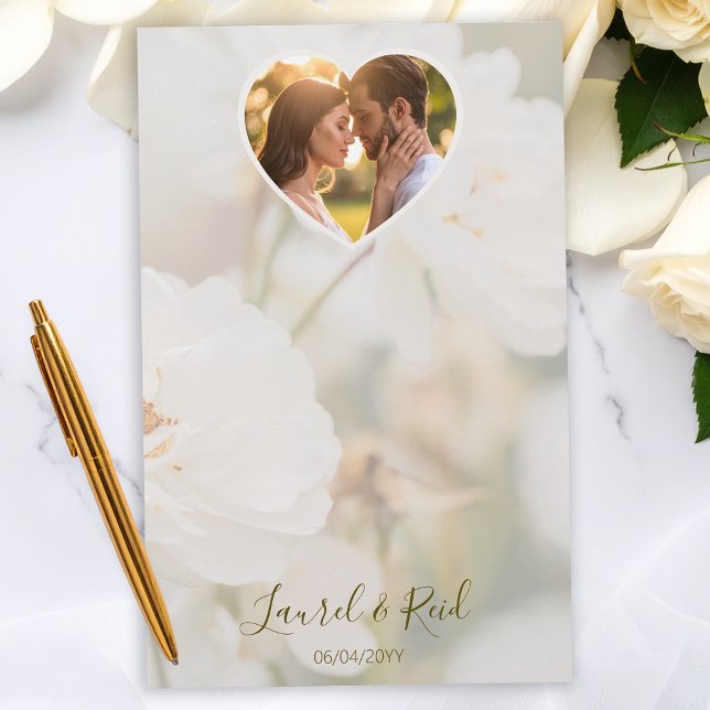 Papelería Dreamy White Rose And Heart Photo Template Wedding (Subido por el creador)
