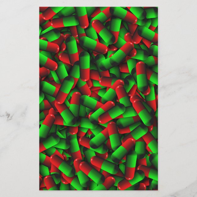 Papelería drogas de pastillas verdes rojas (Anverso)