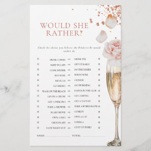 Papelería Ducha de Novia Pétalos y Prosecco ¿Qué Preferiría