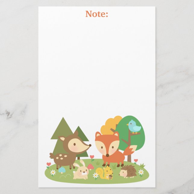 Papelería Dulce Animal Del Bosque Para Niños (Anverso)