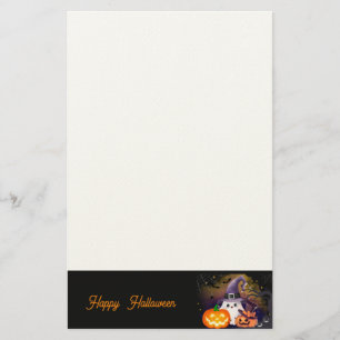 Papelería Dulce Fantasma de Halloween con Sombrero de Bruja