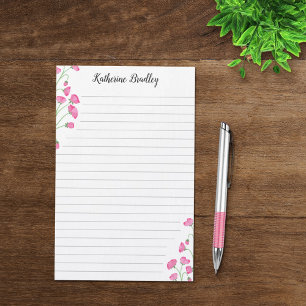 Papelería Dulce Rosa Pea Floral Añadir nombres enrollados