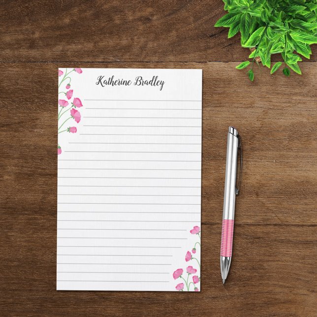 Papelería Dulce Rosa Pea Floral Añadir nombres enrollados (Subido por el creador)