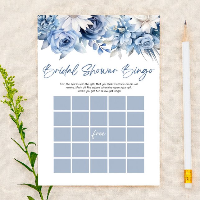 Papelería Duste Blue Floral Bingo Bridal Shower Juego (Subido por el creador)