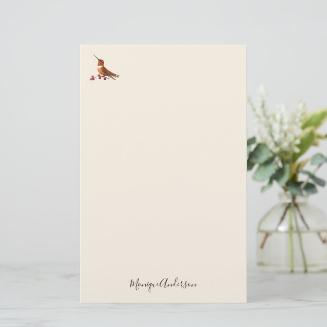 Papelería Ecru Hummingbird Stationery (Anverso de pie)