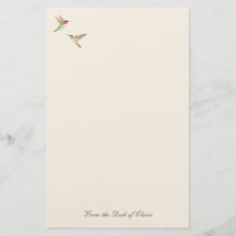 Ecru Hummingbird Stationery