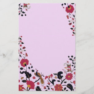 Papelería EDEN ,FLORES Y AVES Monograma Floral Rosa