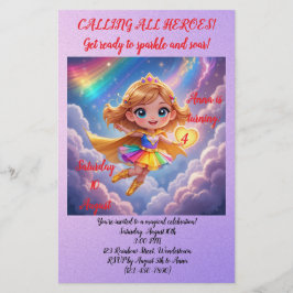 Papelería Editable Birthday Invitation – Superheroine Theme