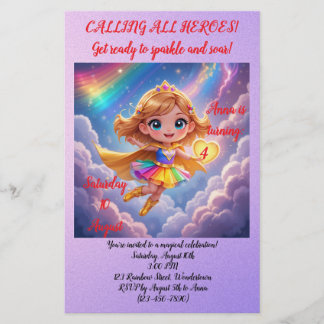 Papelería Editable Birthday Invitation – Superheroine Theme