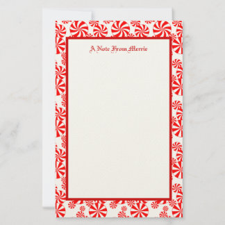 Papelería Editable Red White Peppermint Pattern Holiday