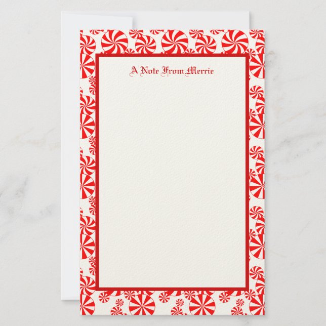 Papelería Editable Red White Peppermint Pattern Holiday (Anverso)