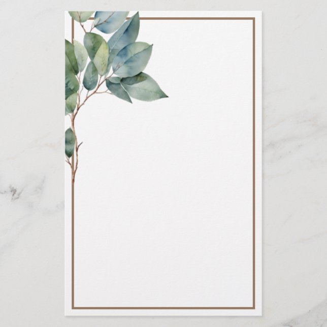 Papelería Eeucalipto botánico de oro verde elegante y modern (Anverso)