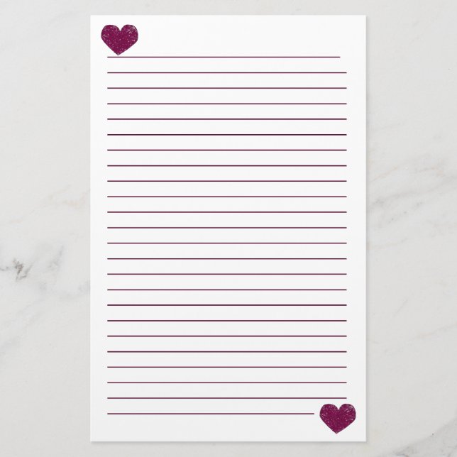 Papelería Efectos de escritorio alineados corazón violeta (Anverso)