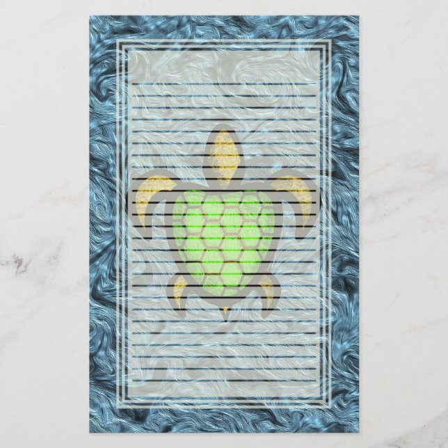 Papelería Efectos de escritorio alineados tortuga verde de (Anverso)