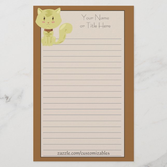 Papelería Efectos de escritorio amarillos del gato (Anverso)