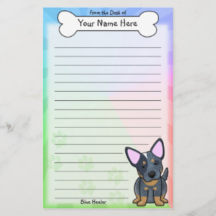 Papelería Efectos de escritorio azules de Kawaii Heeler