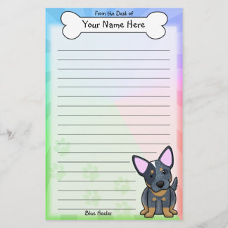 Papelería Efectos de escritorio azules de Kawaii Heeler