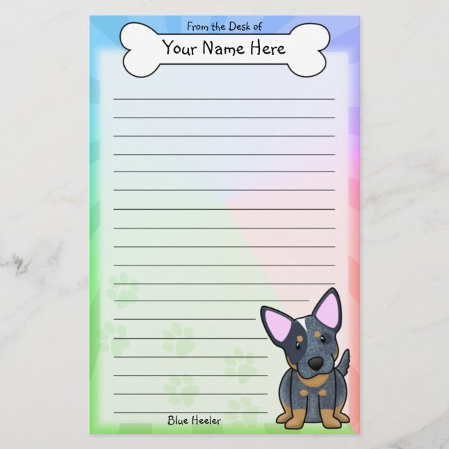 Papelería Efectos de escritorio azules de Kawaii Heeler (Anverso)