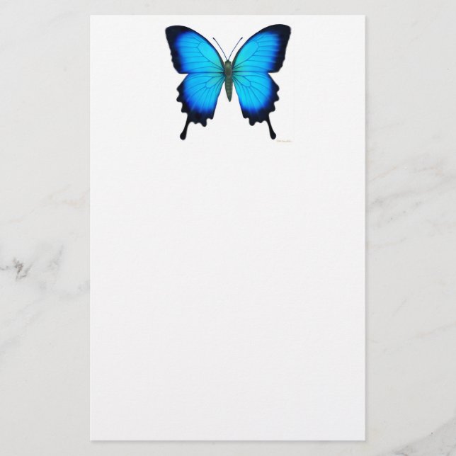 Papelería Efectos de escritorio azules de la mariposa de (Anverso)
