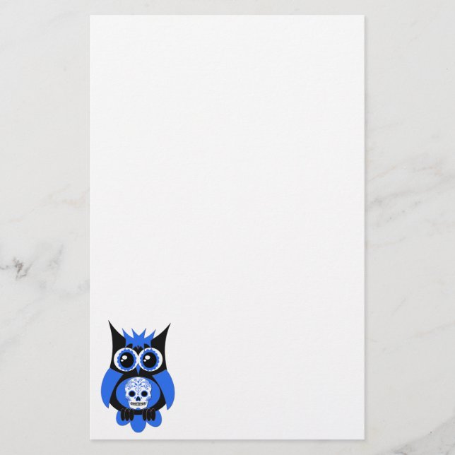 Papelería Efectos de escritorio azules del búho del cráneo (Anverso)