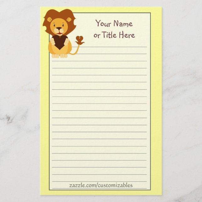Papelería Efectos de escritorio cariñosos del león (Anverso)
