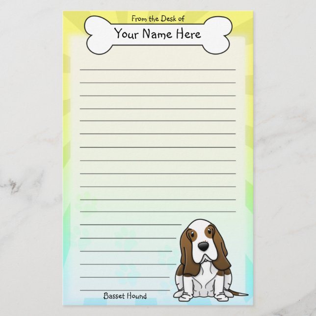 Papelería Efectos de escritorio de Kawaii Basset Hound (Anverso)
