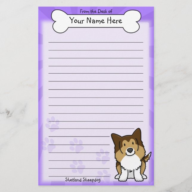 Papelería Efectos de escritorio de Kawaii Sheltie (Anverso)