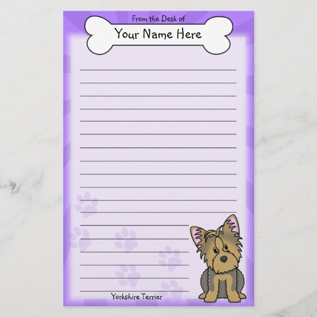 Papelería Efectos de escritorio de Kawaii Yorkshire Terrier (Anverso)