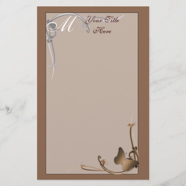 Papelería Efectos de escritorio de la mariposa del monograma (Anverso)