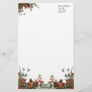 Papelería efectos de escritorio de los pinecones del navidad