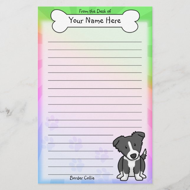 Papelería Efectos de escritorio del border collie de Kawaii (Anverso)