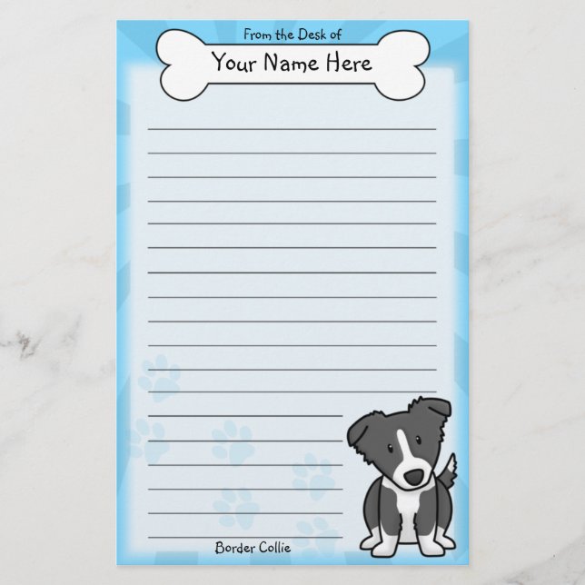 Papelería Efectos de escritorio del border collie de Kawaii (Anverso)