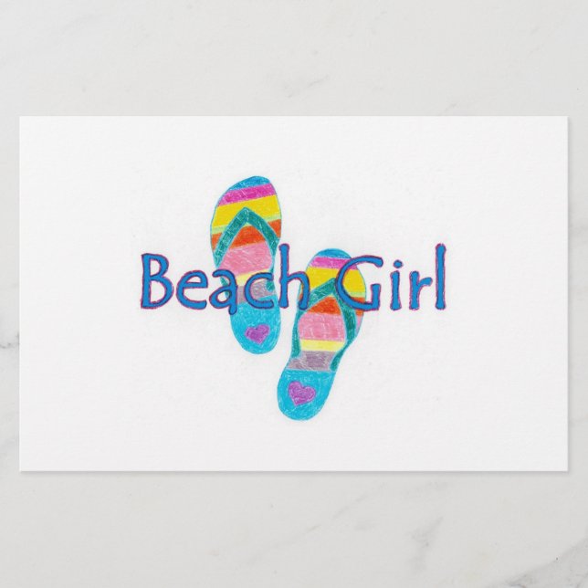 Papelería Efectos de escritorio del chica de la playa (Anverso)