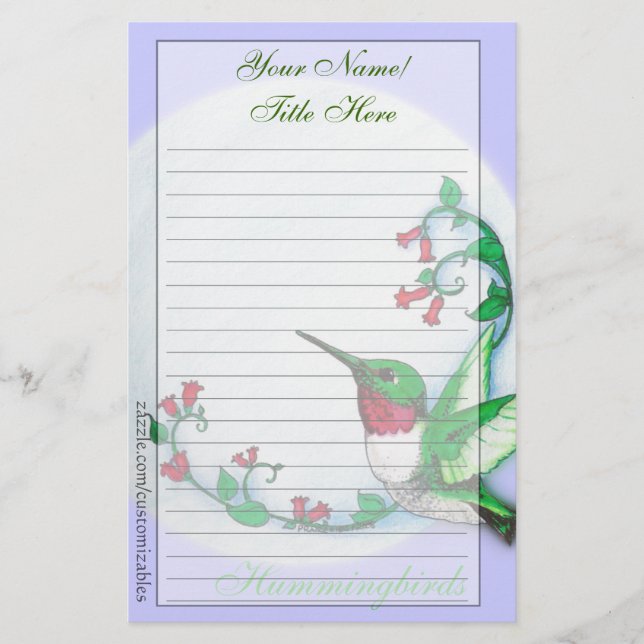 Papelería Efectos de escritorio del colibrí (Anverso)