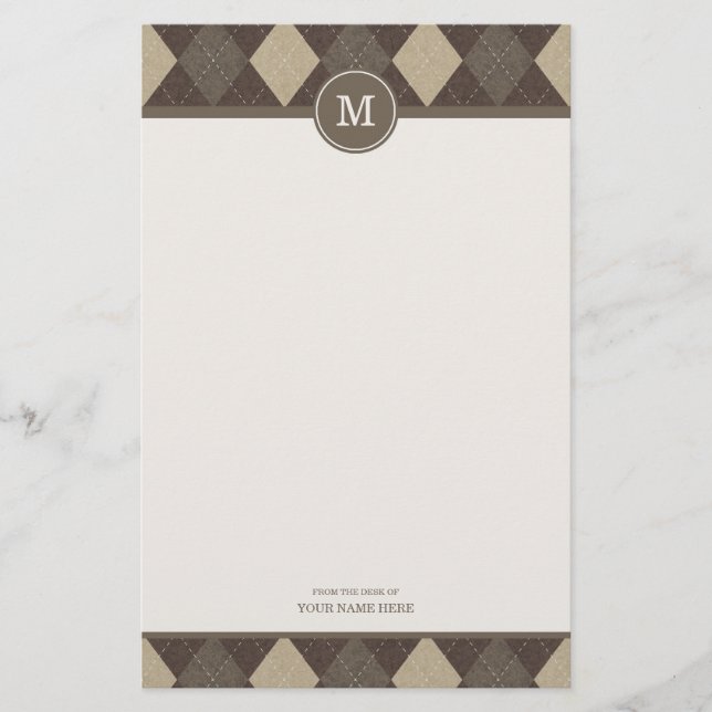 Papelería Efectos de escritorio del monograma de la tela (Anverso)