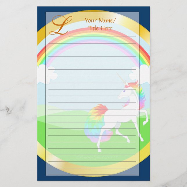 Papelería Efectos de escritorio del unicornio del arco iris (Anverso)