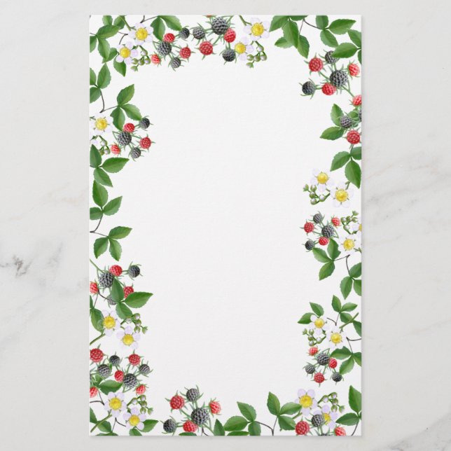 Papelería Efectos de escritorio florales de la frambuesa (Anverso)